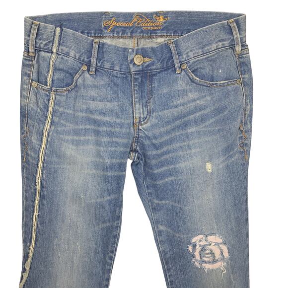 Old Navy Jeans Womens 10 Blue Denim Bootcut Special Edition Distressed Vtg Y2k - Picture 6 of 16